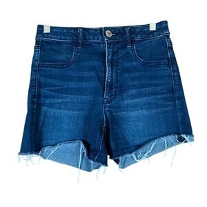 American Eagle Womens Shorts Blue Denim Sky High Rise Shortie Stretch 6